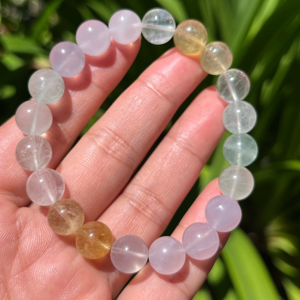 10mm‎ stretchable multicolor dainty fluorite bracelet